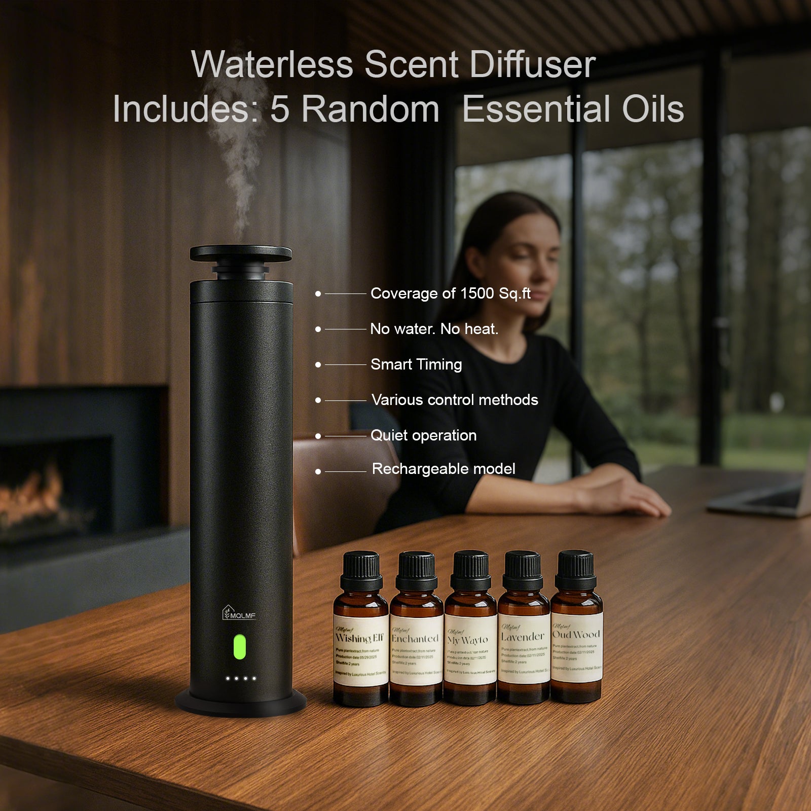 Rechargeable Waterless Scent Diffuser, 1500 Sq Ft | MQLMF
