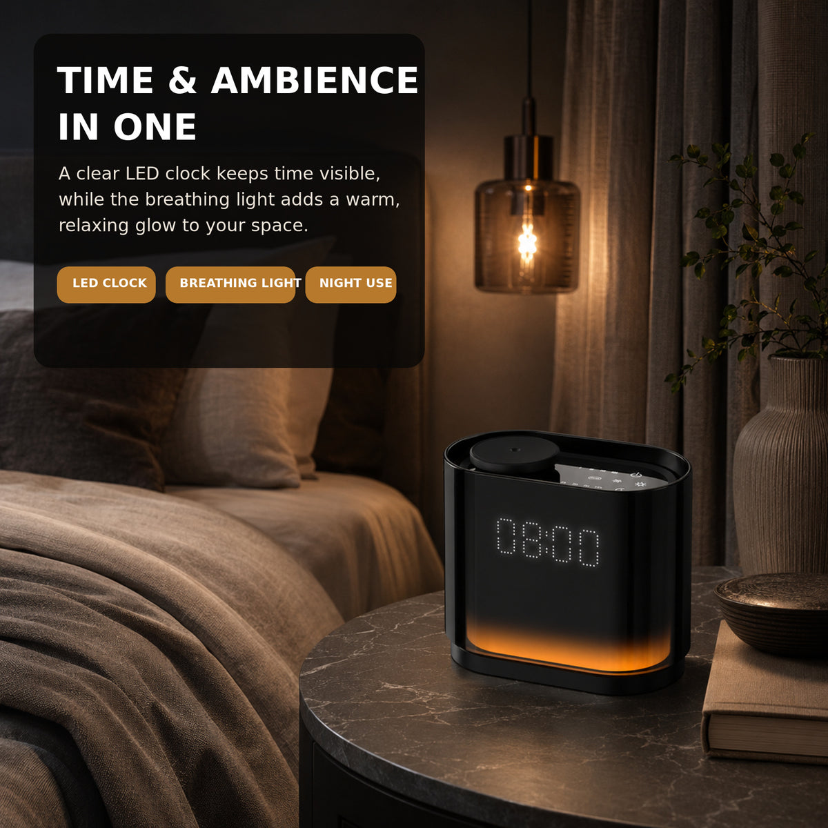 Waterless Diffuser for Home,1500 Sq Ft,LED Clock Display & Ambient Light, Smart Aroma Diffuser APP,Ultra Quiet Scent Air Machine, 4 Scent Levels, 1/3/6/12H Timer, 60ml
