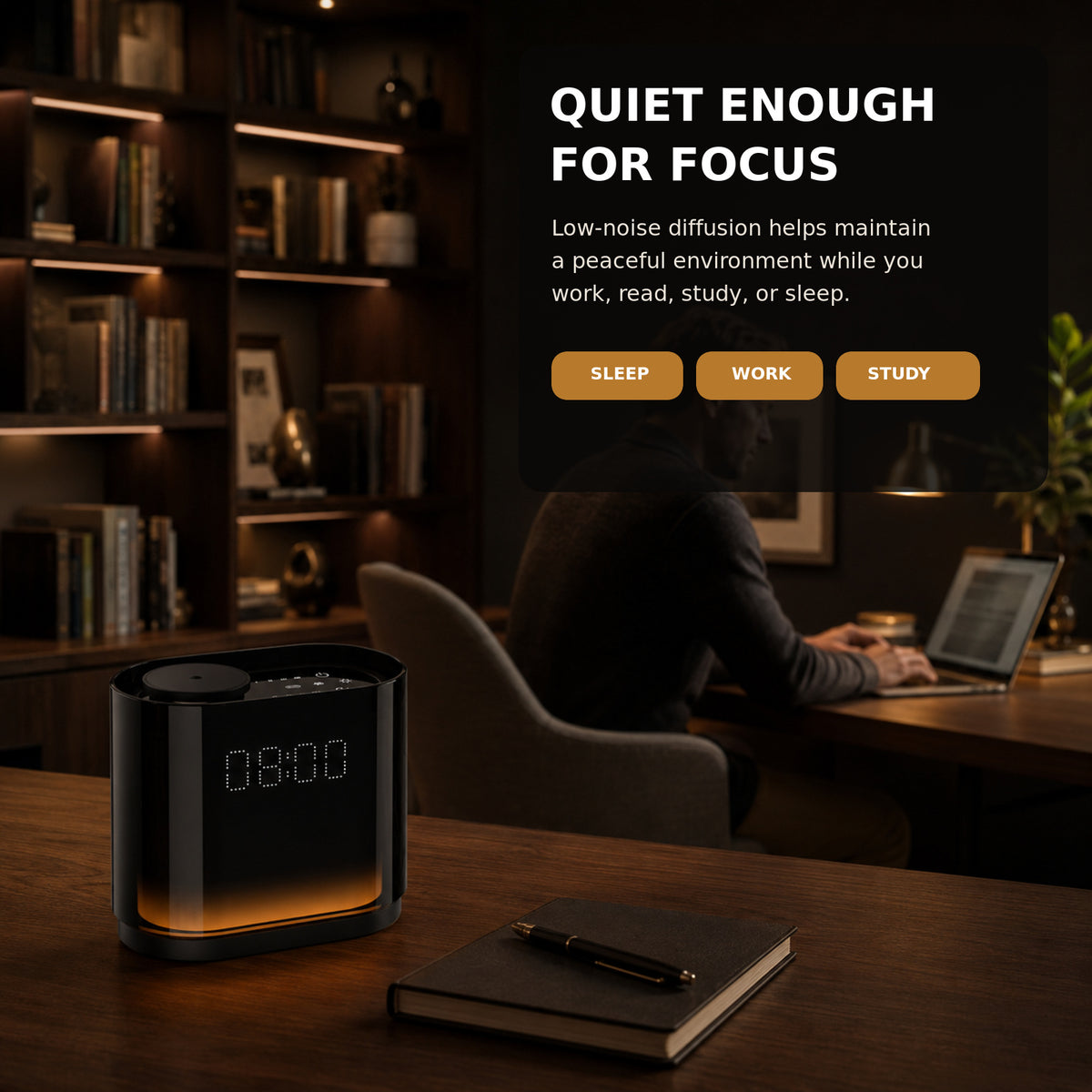 Waterless Diffuser for Home,1500 Sq Ft,LED Clock Display & Ambient Light, Smart Aroma Diffuser APP,Ultra Quiet Scent Air Machine, 4 Scent Levels, 1/3/6/12H Timer, 60ml