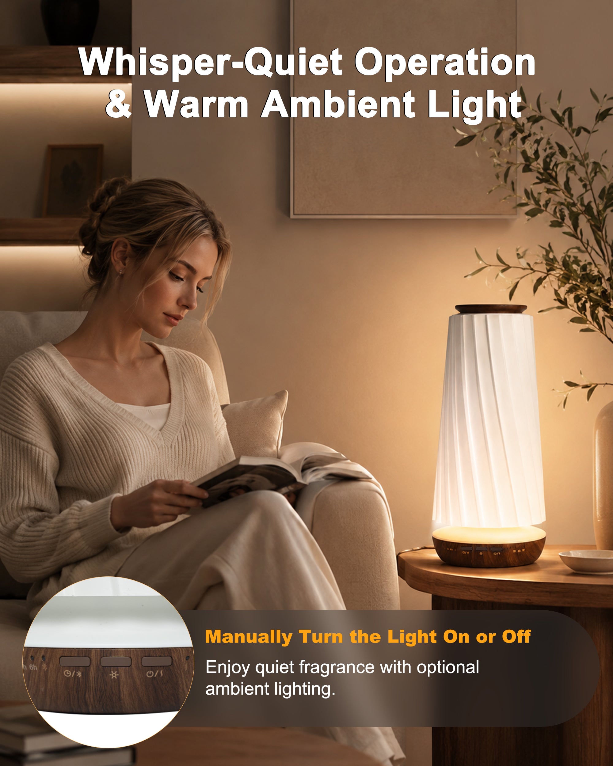 Waterless Scent Diffuser with Ambient Light, 1,000 Sq. Ft.
