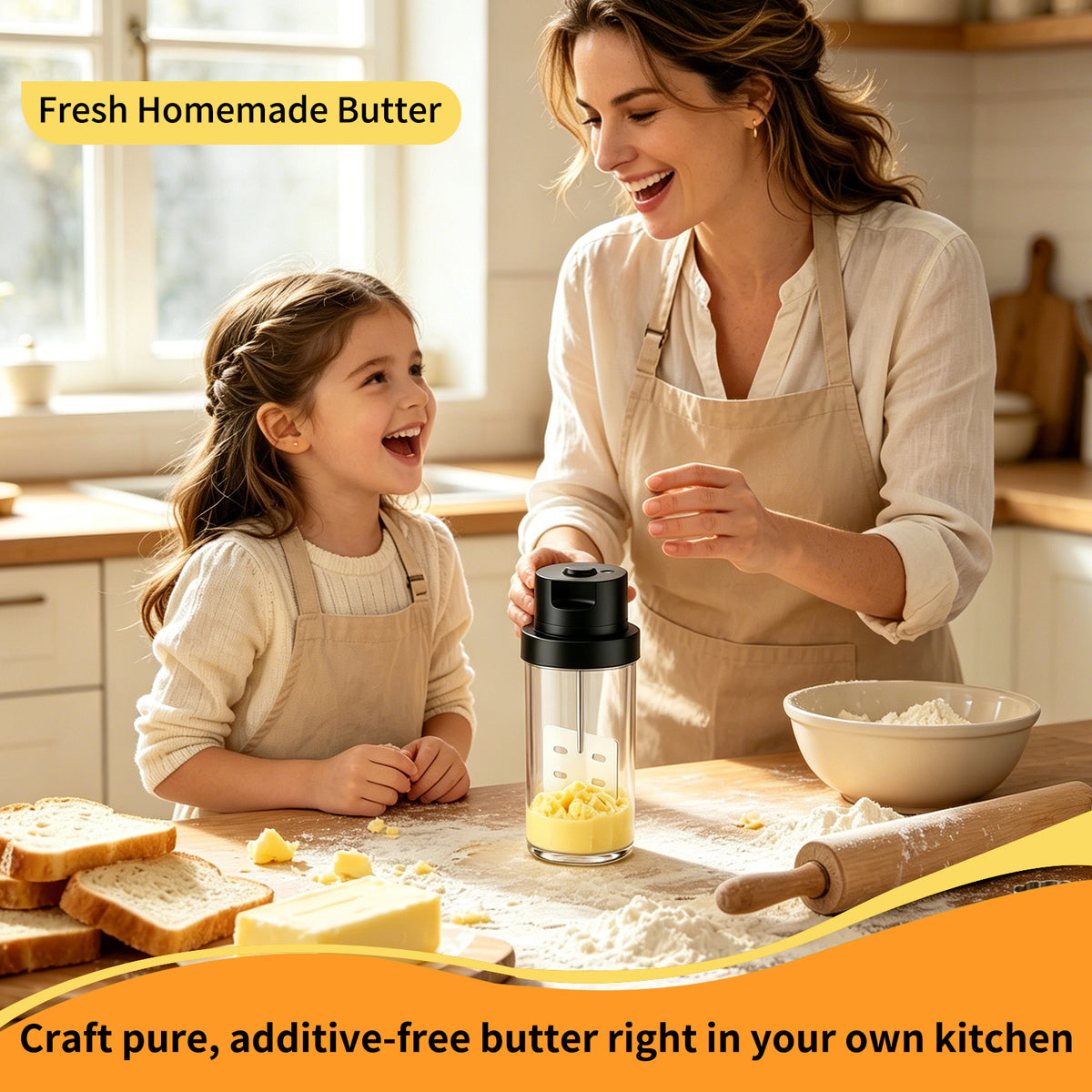 Electric Butter Churner,61 oz Glass Butter Maker Machine One-Touch Electric Butter Churner for Heavy Cream, Automatic Butter Make,Auto Shut-Off，10000RPM High-Speed Motor.