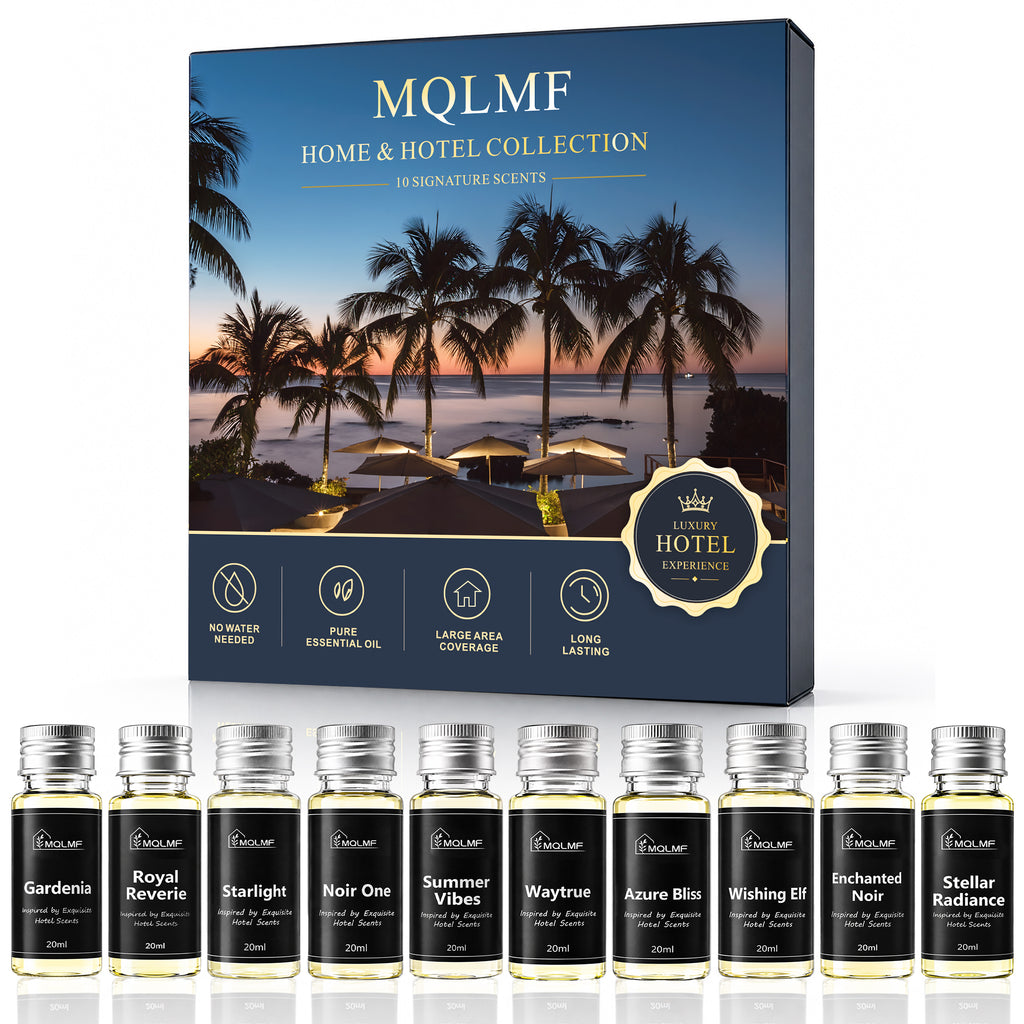 5 Signature Hotel Scents & 5 Everyday Home Scents，10 x 20ml Aroma Oils for Waterless Diffusers.
