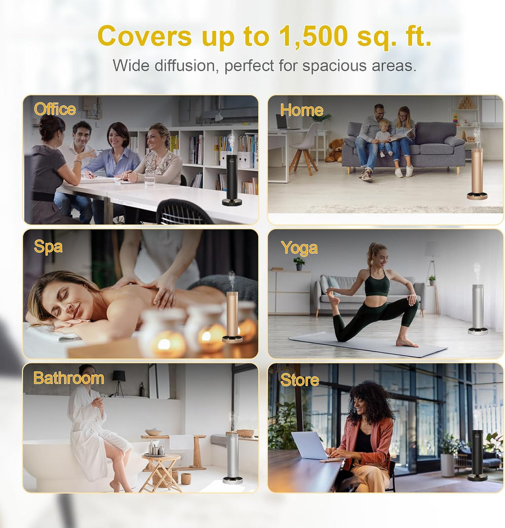 Aluminum Waterless Scent Diffuser with Ambient Light, 1,500 Sq. Ft.