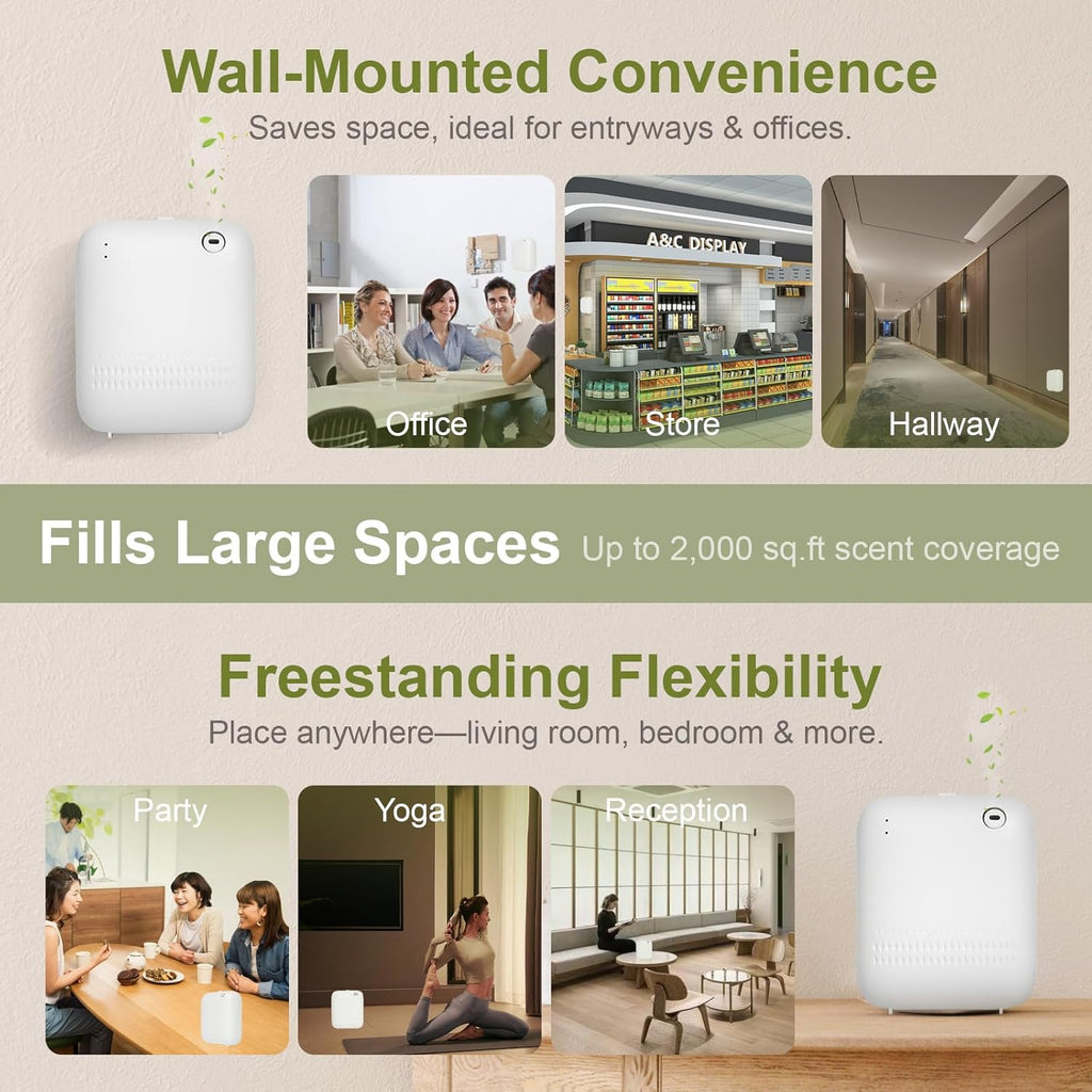 Wall-Mounted Waterless Scent Diffuser, 2,000 Sq. Ft.