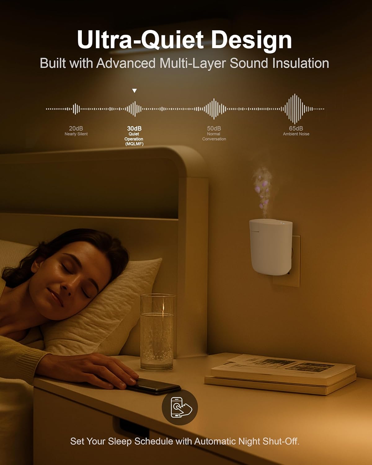 Plug-In Waterless Scent Diffuser with 3 × 20 ml Oils, 800 Sq. Ft.