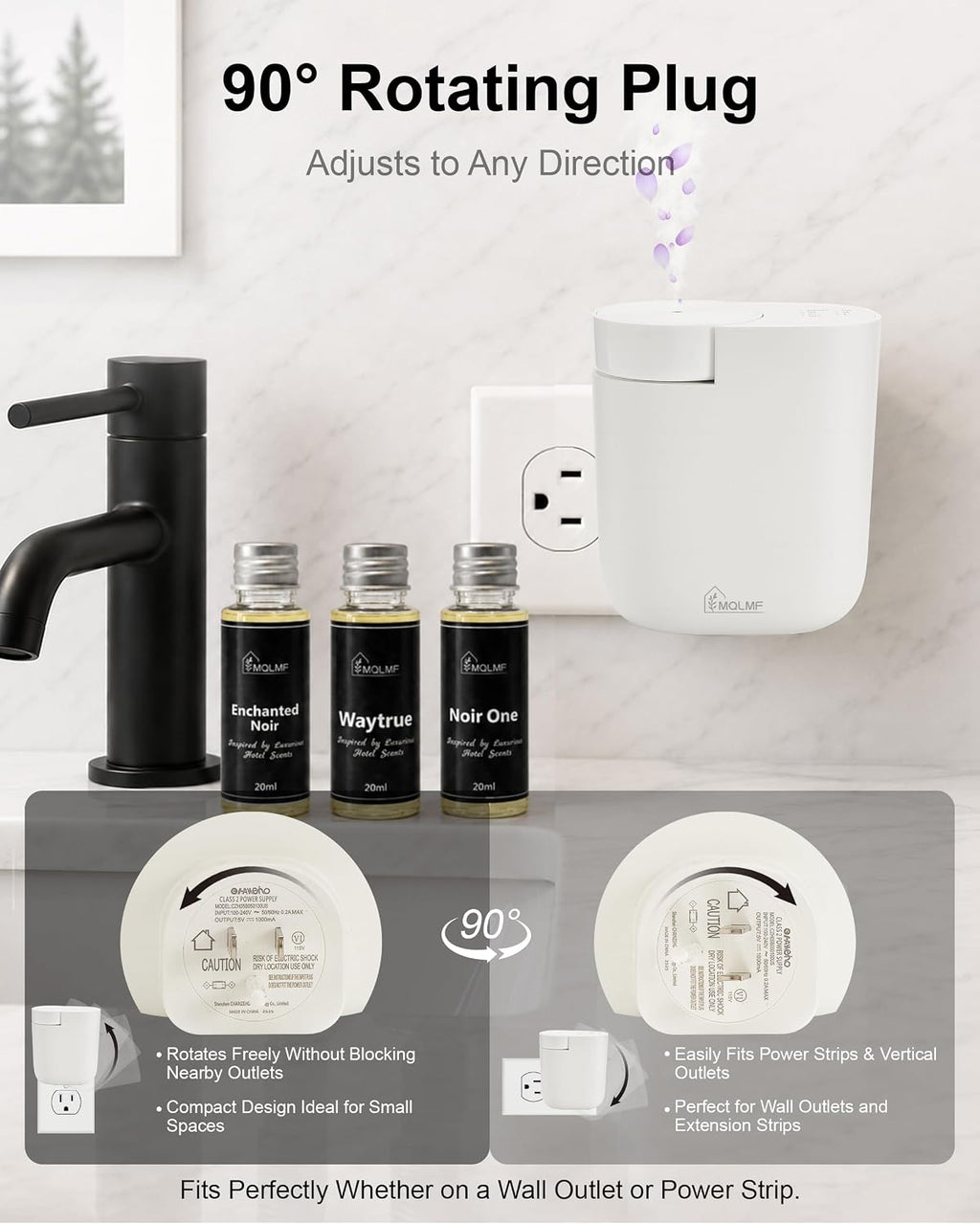 Plug-In Waterless Scent Diffuser with 3 × 20 ml Oils, 800 Sq. Ft.