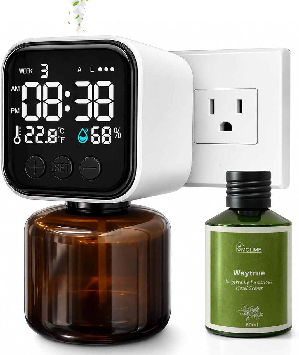 Plug-In Waterless Scent Diffuser with Smart Display, 800 Sq. Ft.