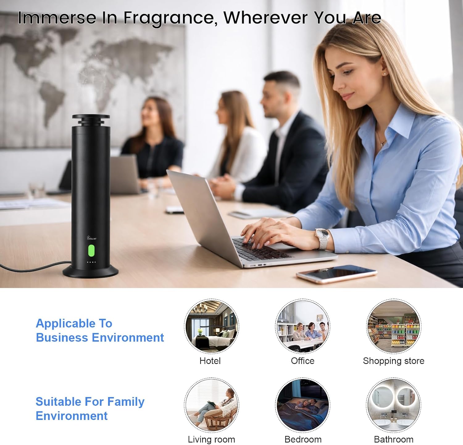 Rechargeable Waterless Scent Diffuser, 1500 Sq Ft | MQLMF