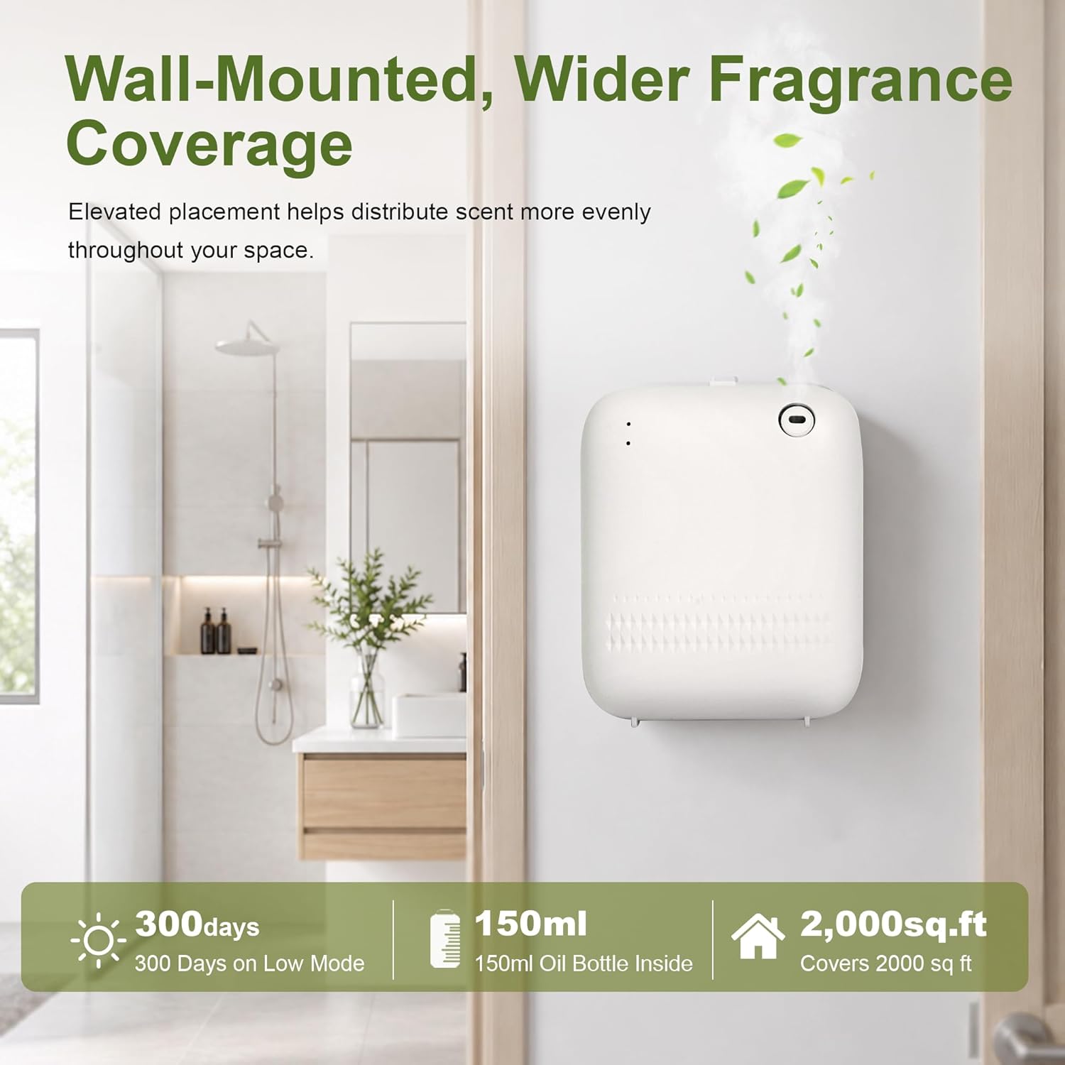 Wall-Mounted Waterless Scent Diffuser, 2,000 Sq. Ft.