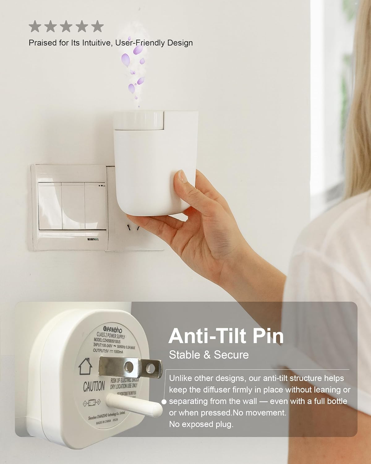 Plug-In Waterless Scent Diffuser with 3 × 20 ml Oils, 800 Sq. Ft.