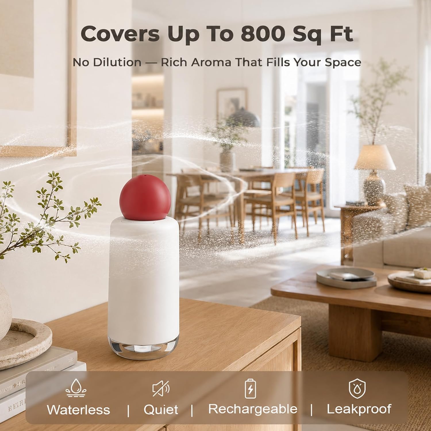 Rechargeable Waterless Scent Diffuser, 1,000 Sq. Ft.