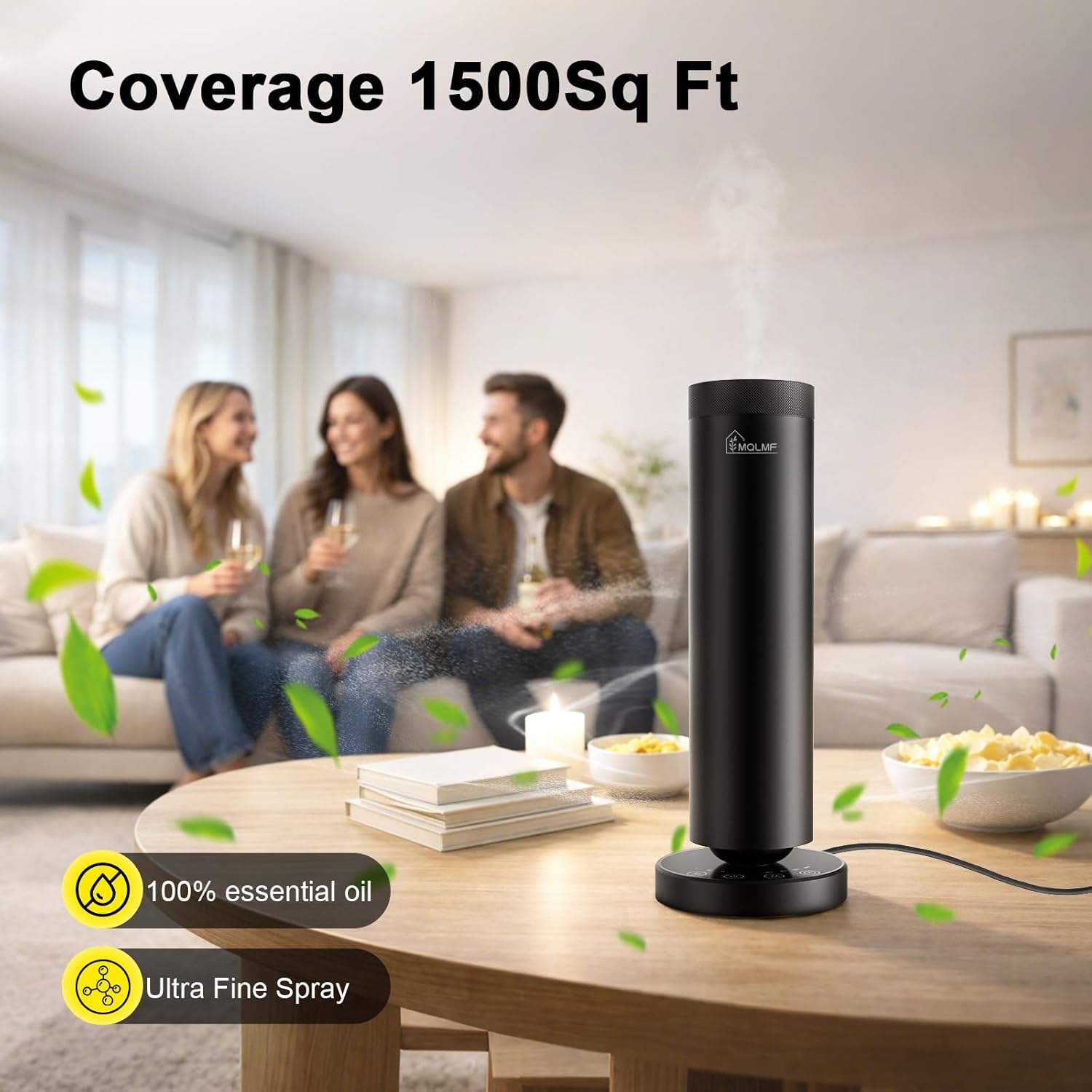 Aluminum Waterless Scent Diffuser with Ambient Light, 1,500 Sq. Ft.