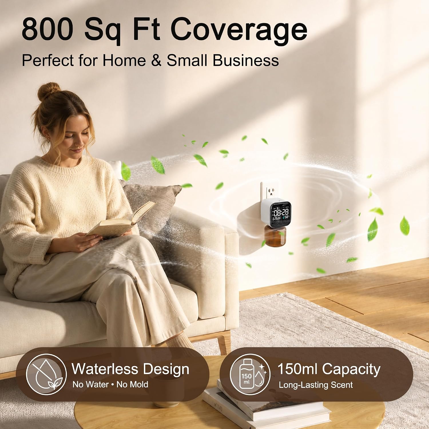 Plug-In Waterless Scent Diffuser with Smart Display, 800 Sq. Ft.
