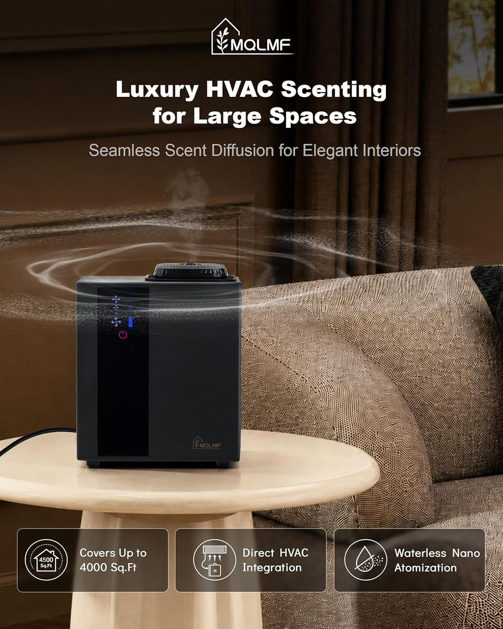 HVAC Waterless Scent Diffuser with 2 × 60 ml Oils, 4,500 Sq. Ft.