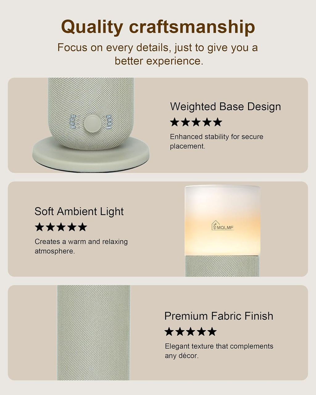 Fabric-Wrapped Waterless Scent Diffuser with 2 × 60 ml Oils, 1,000 Sq. Ft.