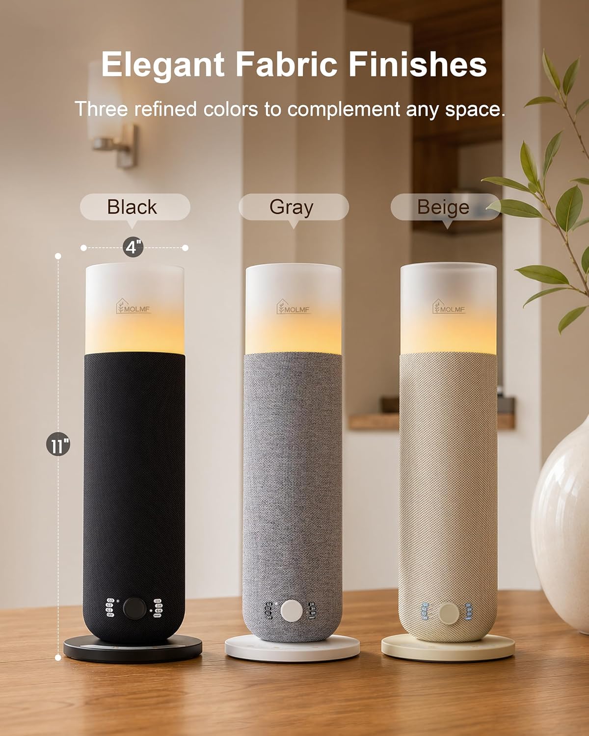 Fabric-Wrapped Waterless Scent Diffuser with 2 × 60 ml Oils, 1,000 Sq. Ft.