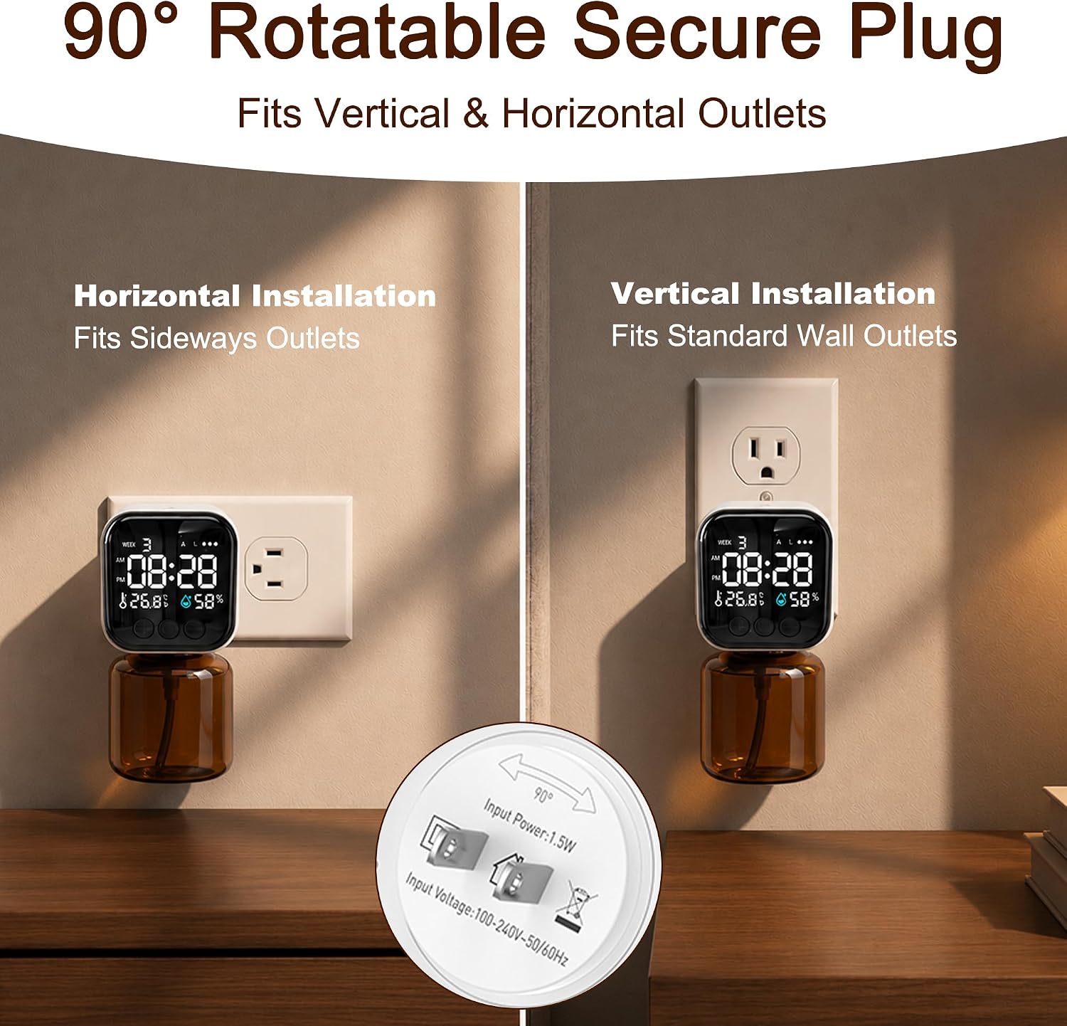 Plug-In Waterless Scent Diffuser with Smart Display, 800 Sq. Ft.