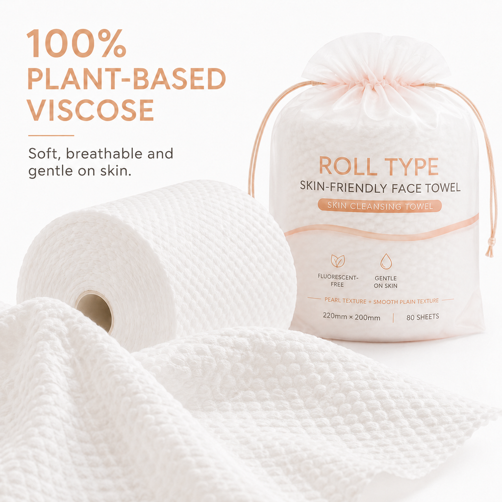Face Towels Disposable Roll, 80 Count, 8.7 x 7.9