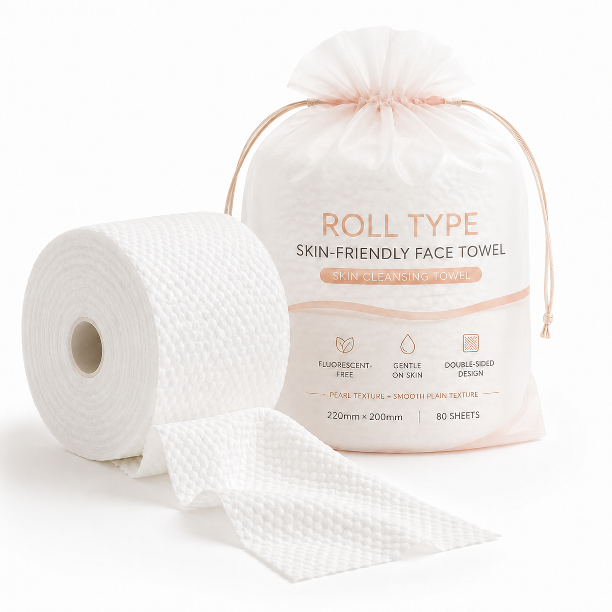 Face Towels Disposable Roll, 80 Count, 8.7 x 7.9