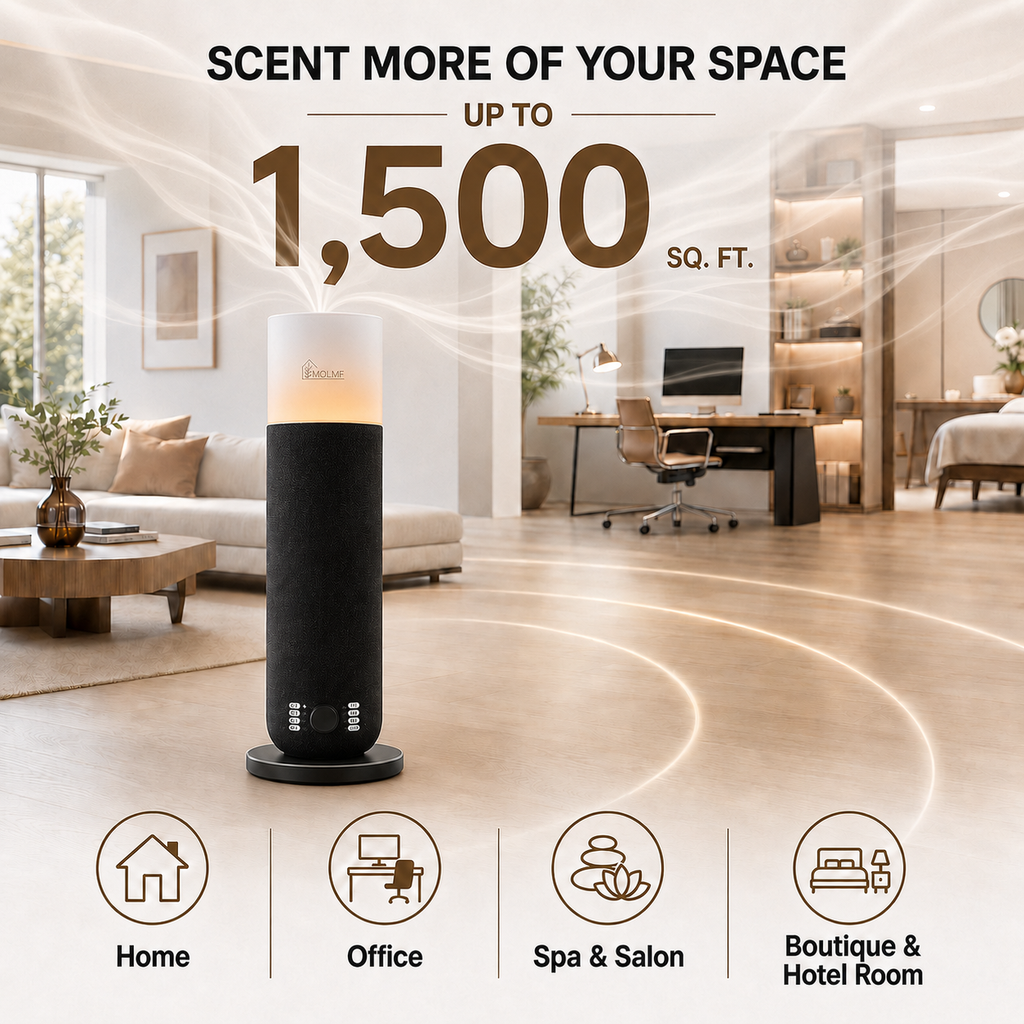 Fabric-Wrapped Waterless Scent Diffuser with 60 ml Oils, 1,000 Sq. Ft.
