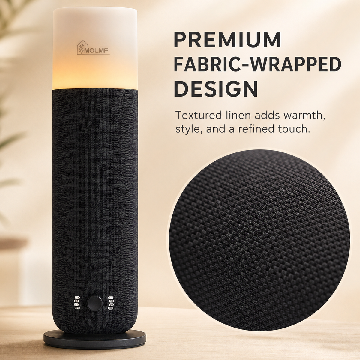 Fabric-Wrapped Waterless Scent Diffuser with 60 ml Oils, 1,000 Sq. Ft.