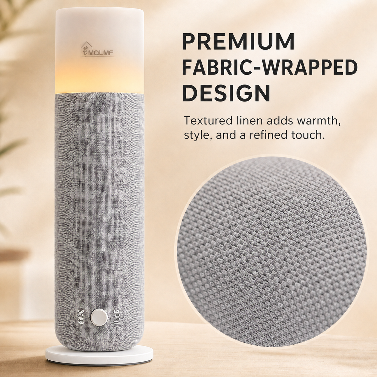 Fabric-Wrapped Waterless Scent Diffuser with 60 ml Oils, 1,000 Sq. Ft.